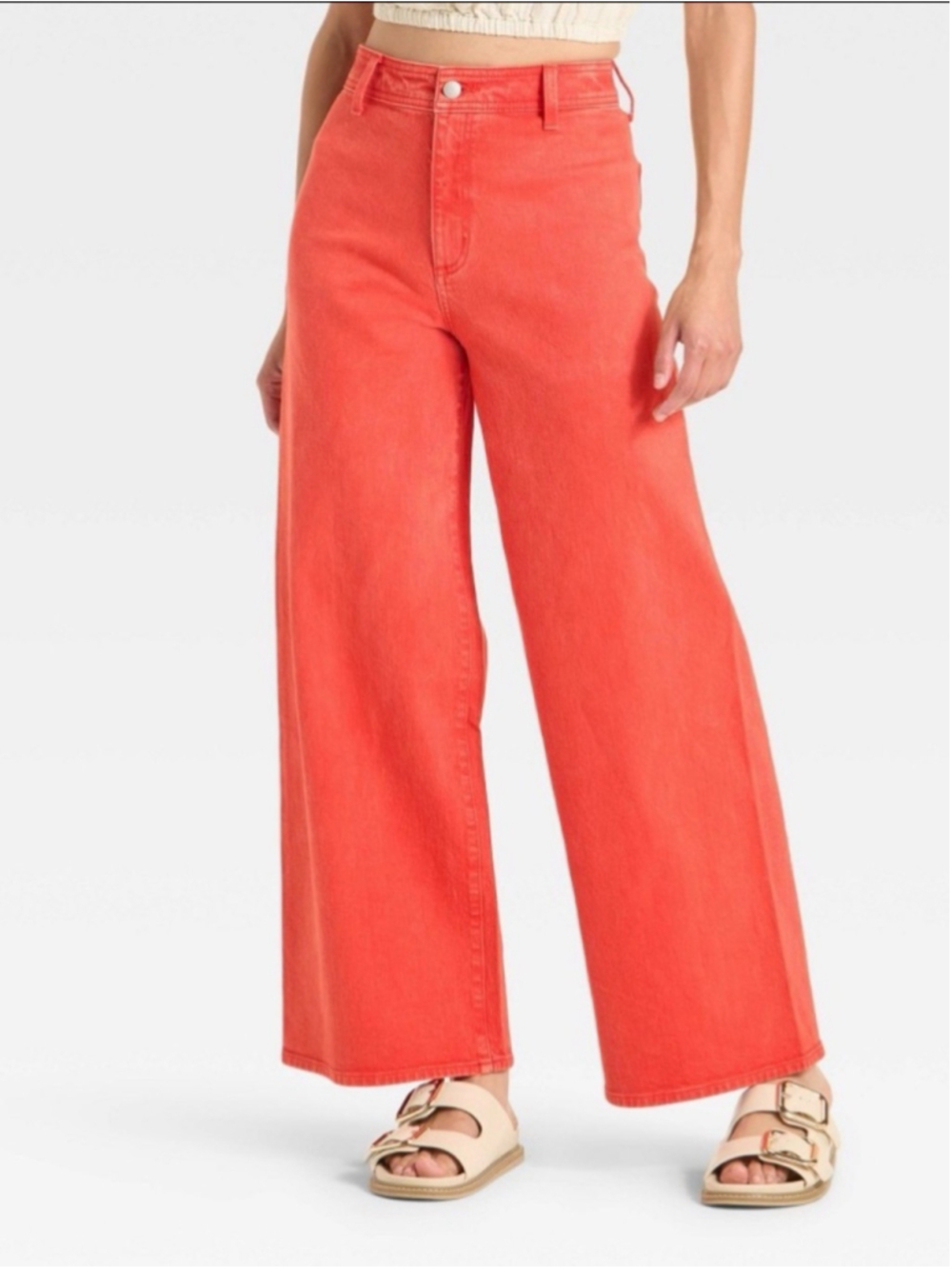 Women's High Rise Sailor Wide Leg Ankle Jeans Universal Thread Red Size 2 NWT